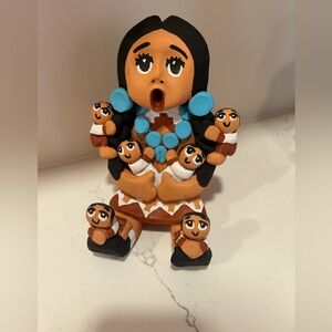 Ramey Native American storyteller pottery doll- EUC